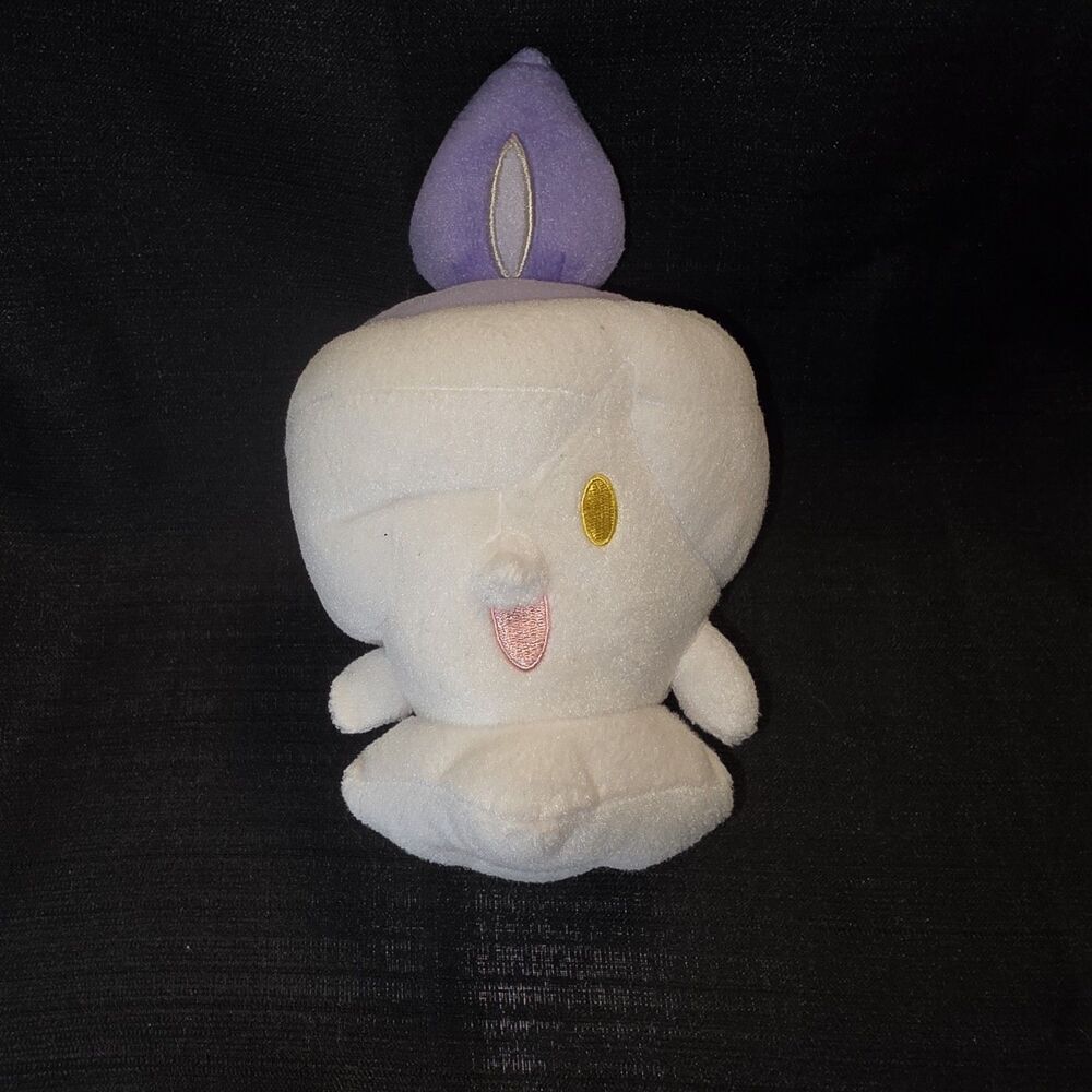 Pokemon Litwick Plush 9" TOMY 2017 Gen 5 Ghost Fire Candle White Purple